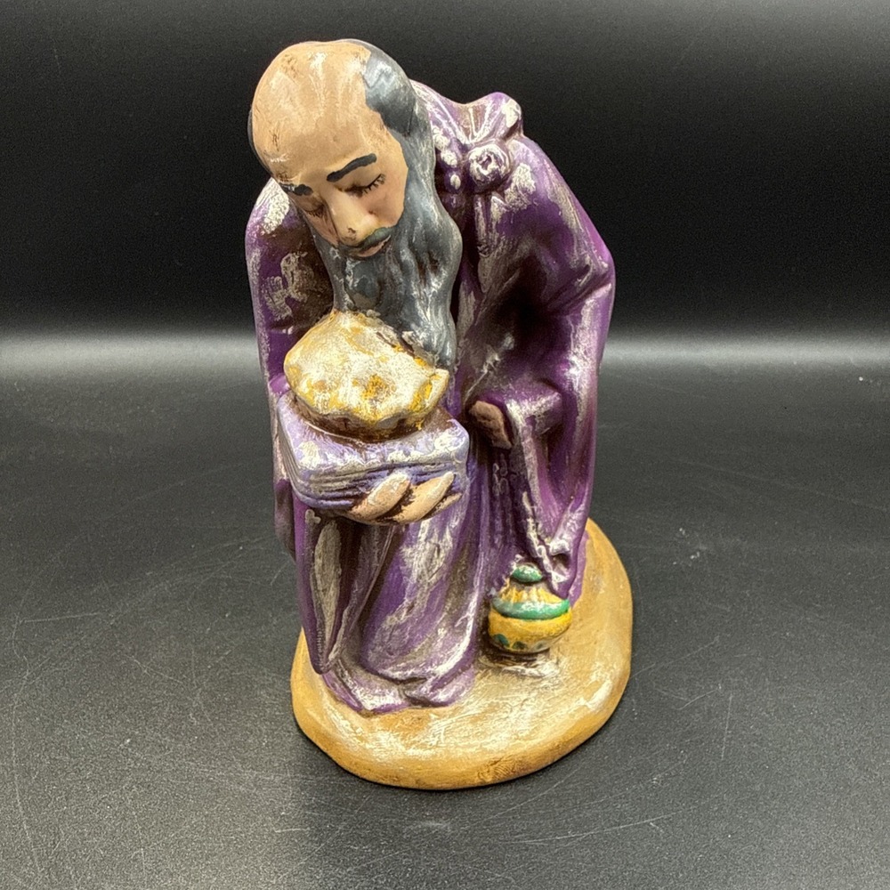 Vintage Atlantic Mold Christmas Nativity Kneeling Wiseman Ceramic 5.5" Tall
